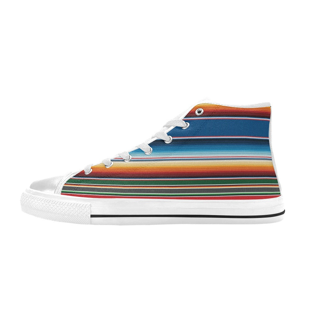 Serape Print Design LKS303 High Top Women's White Shoes