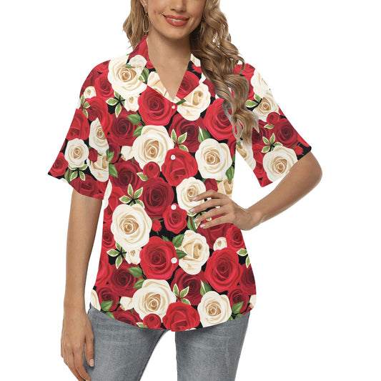 Rose Pattern Print Design RO06 Women's Hawaiian Shirt