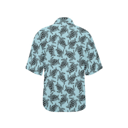 Sea Turtle Print Design LKS3010 Women's Hawaiian Shirt