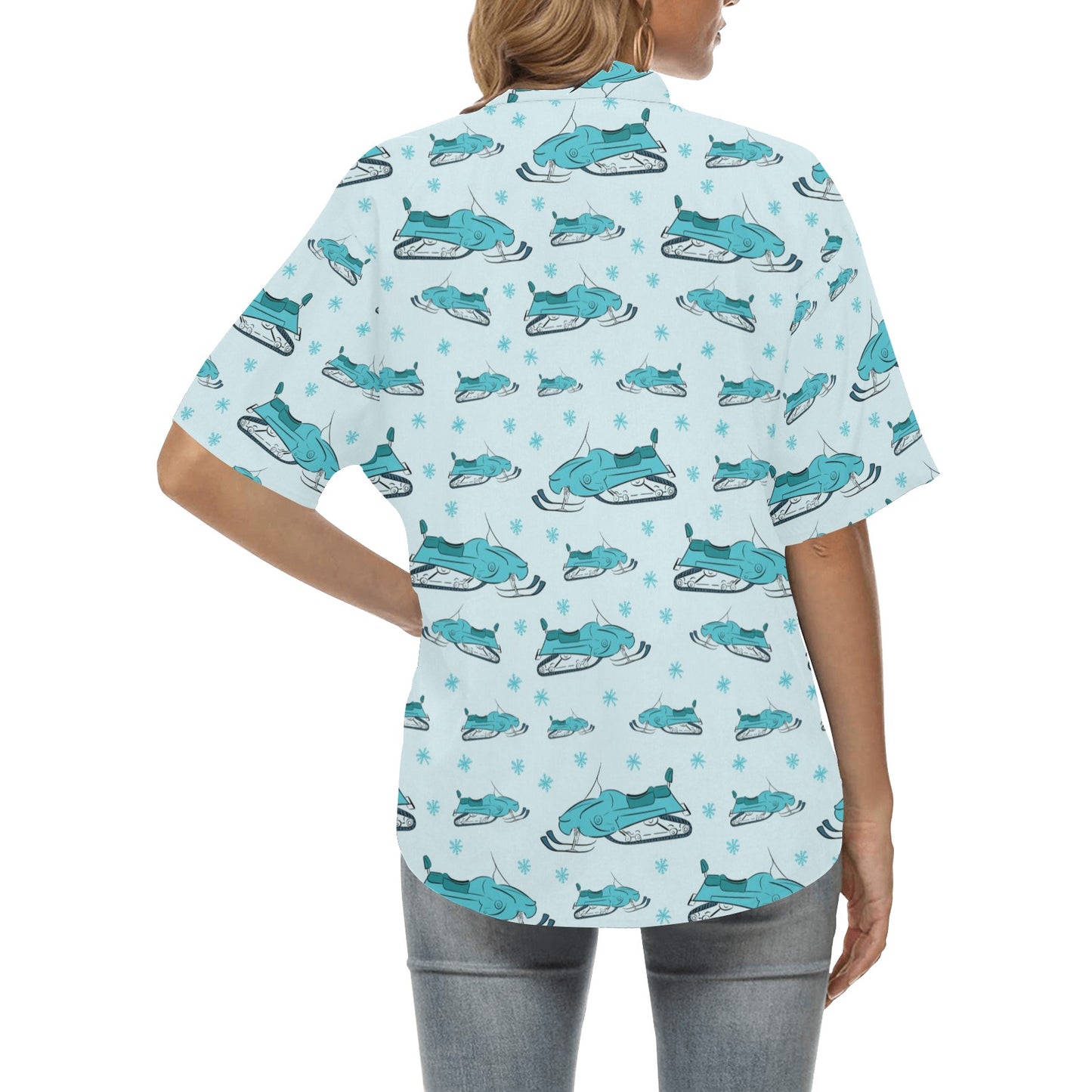 Snowmobile Print Design LKS301 Women's Hawaiian Shirt