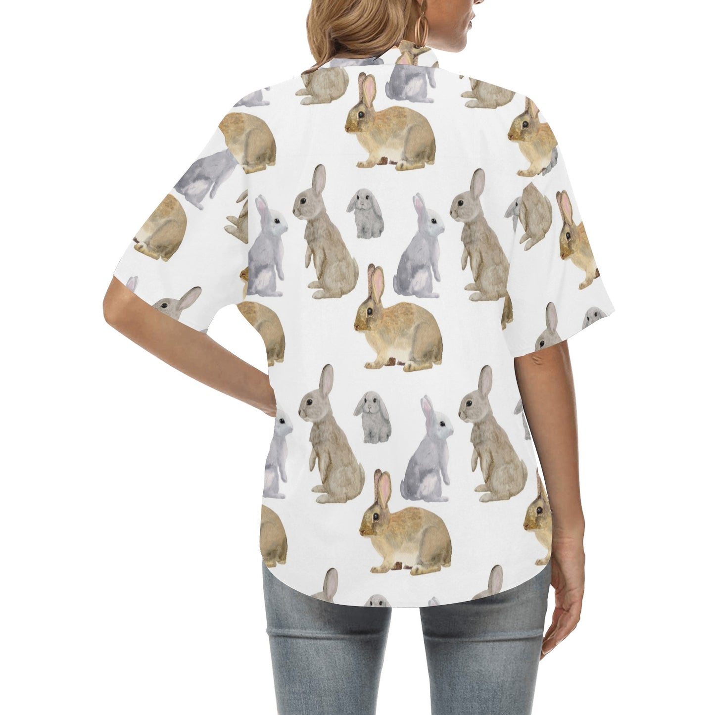 Rabbit Pattern Print Design 02 Women's Hawaiian Shirt