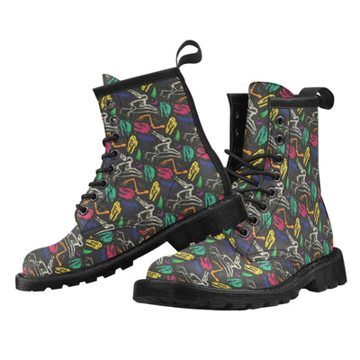 Dinosaur Skull Color Print Pattern Women's Boots