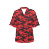 Camo Red Pattern Print Design 03 Women's Hawaiian Shirt