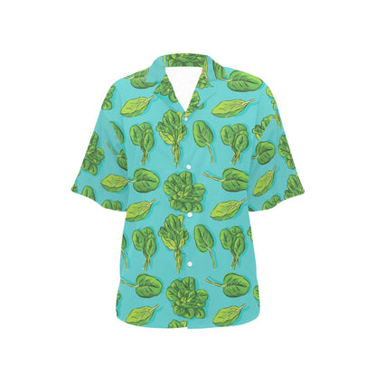 Spinach Print Design LKS301 Women's Hawaiian Shirt
