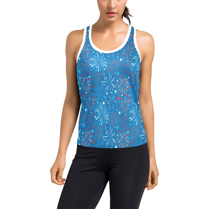 Firework Celebration Print Design LKS304 Women's Racerback Tank Top