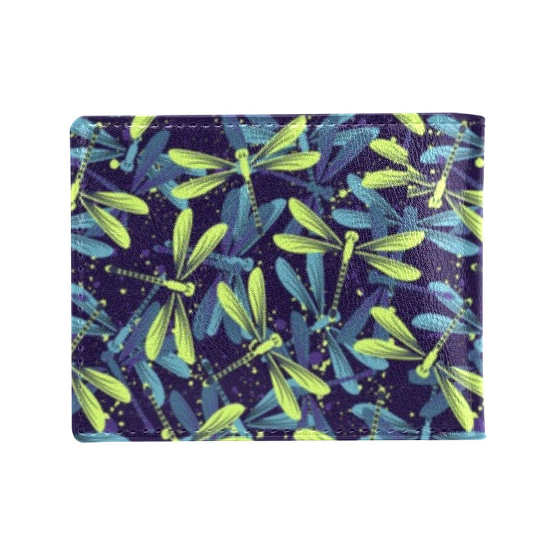 Dragonfly Lime Blue Print Pattern Men's ID Card Wallet