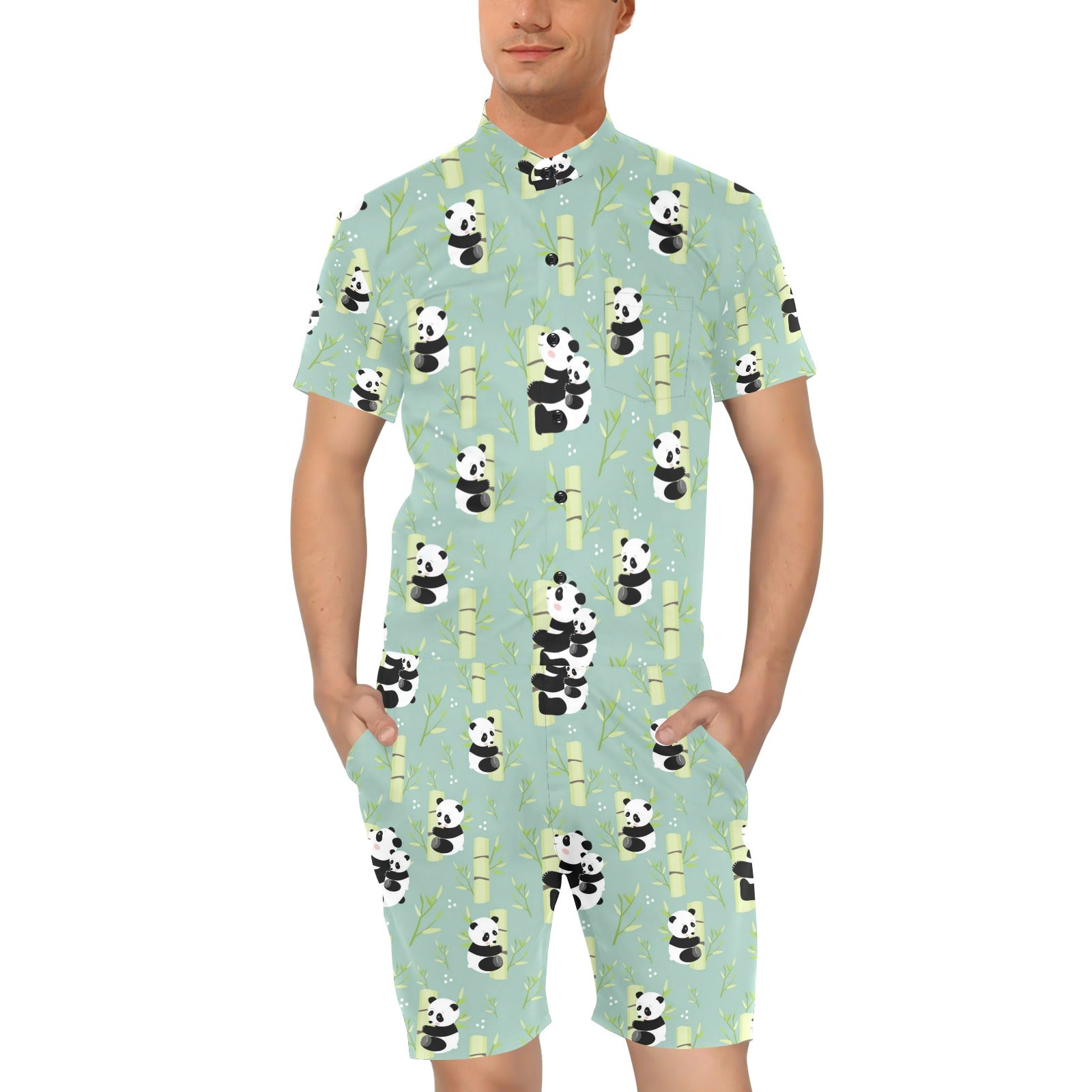 Panda Pattern Print Design A03 Men's Romper