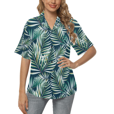 Sun Spot Tropical Palm Leaves hower Curtain Women's Hawaiian Shirt