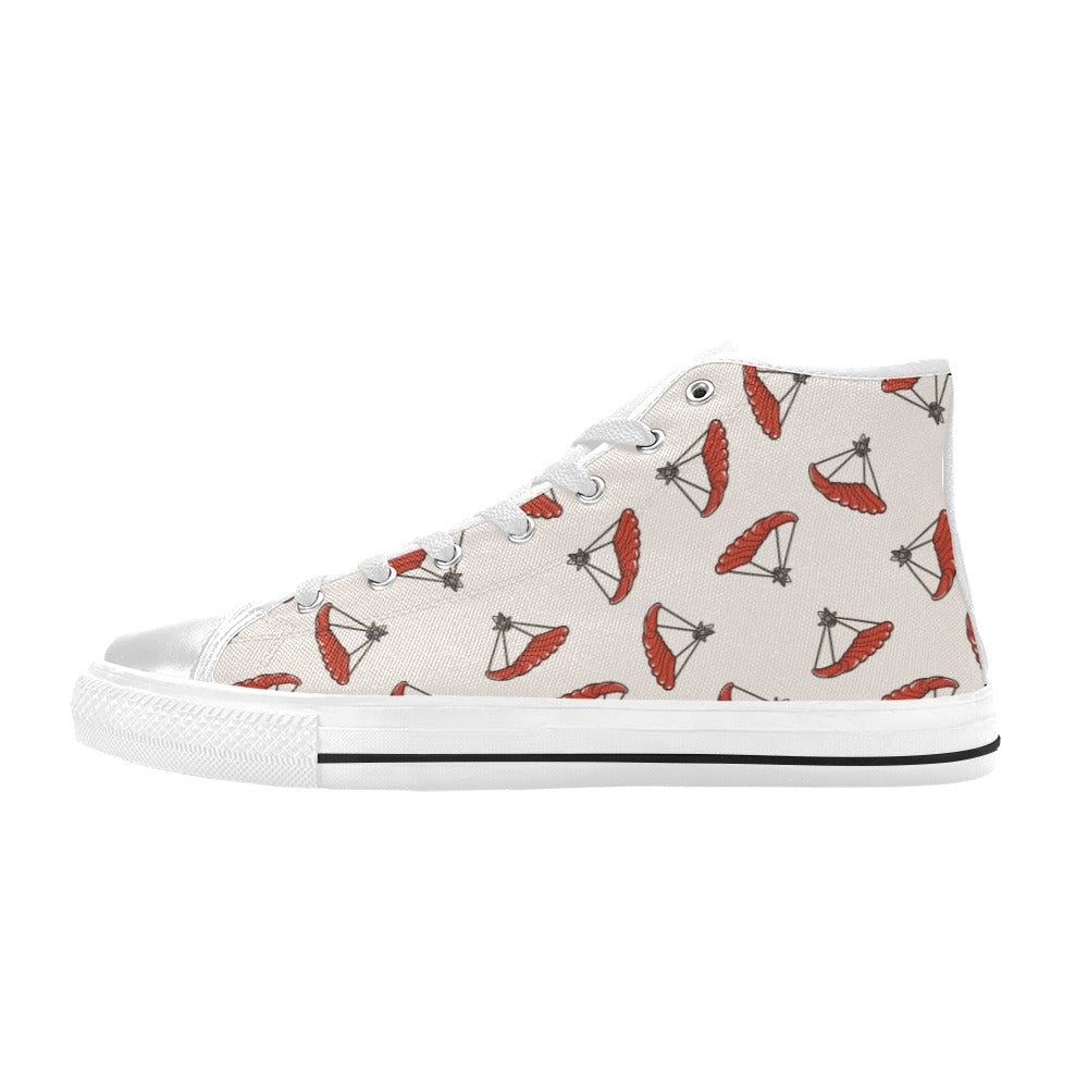 Skydiver Print Design LKS302 High Top Women's White Shoes