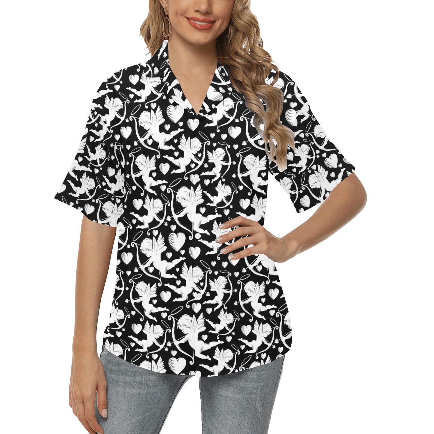 Cupid Pattern Print Design 04 Women's Hawaiian Shirt
