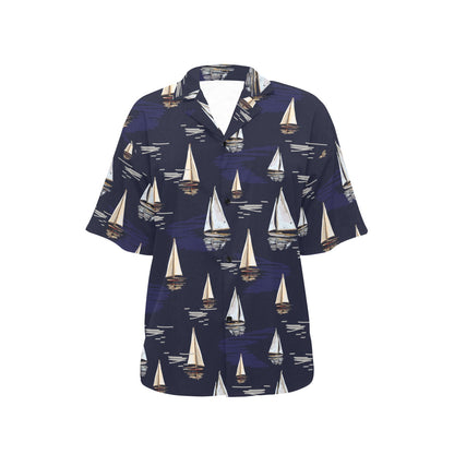 Sailing Ships Pattern Print Design A05 Women's Hawaiian Shirt