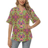 Peace Sign Pattern Print Design A04 Women's Hawaiian Shirt