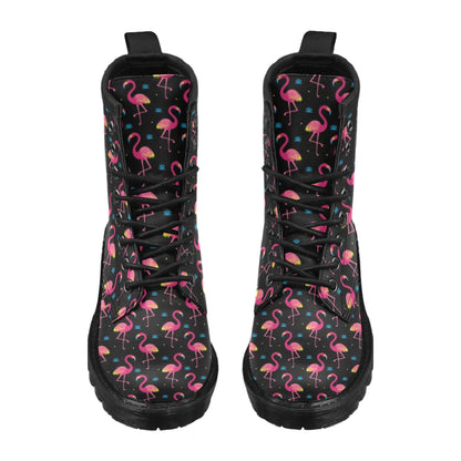 Flamingo Pink Neon Print Pattern Women's Boots