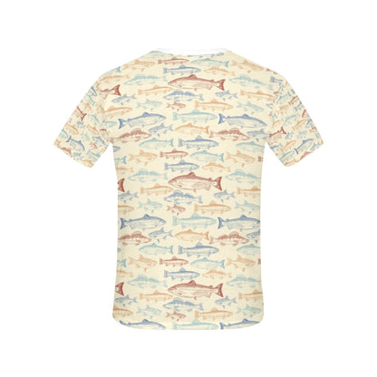 Salmon Fish Print Design LKS302 Women's  T-shirt