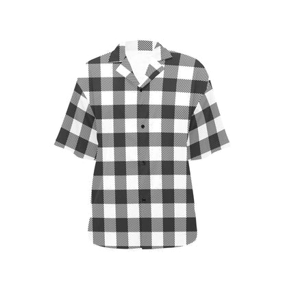Buffalo check Black white Pattern Print Design 04 Women's Hawaiian Shirt