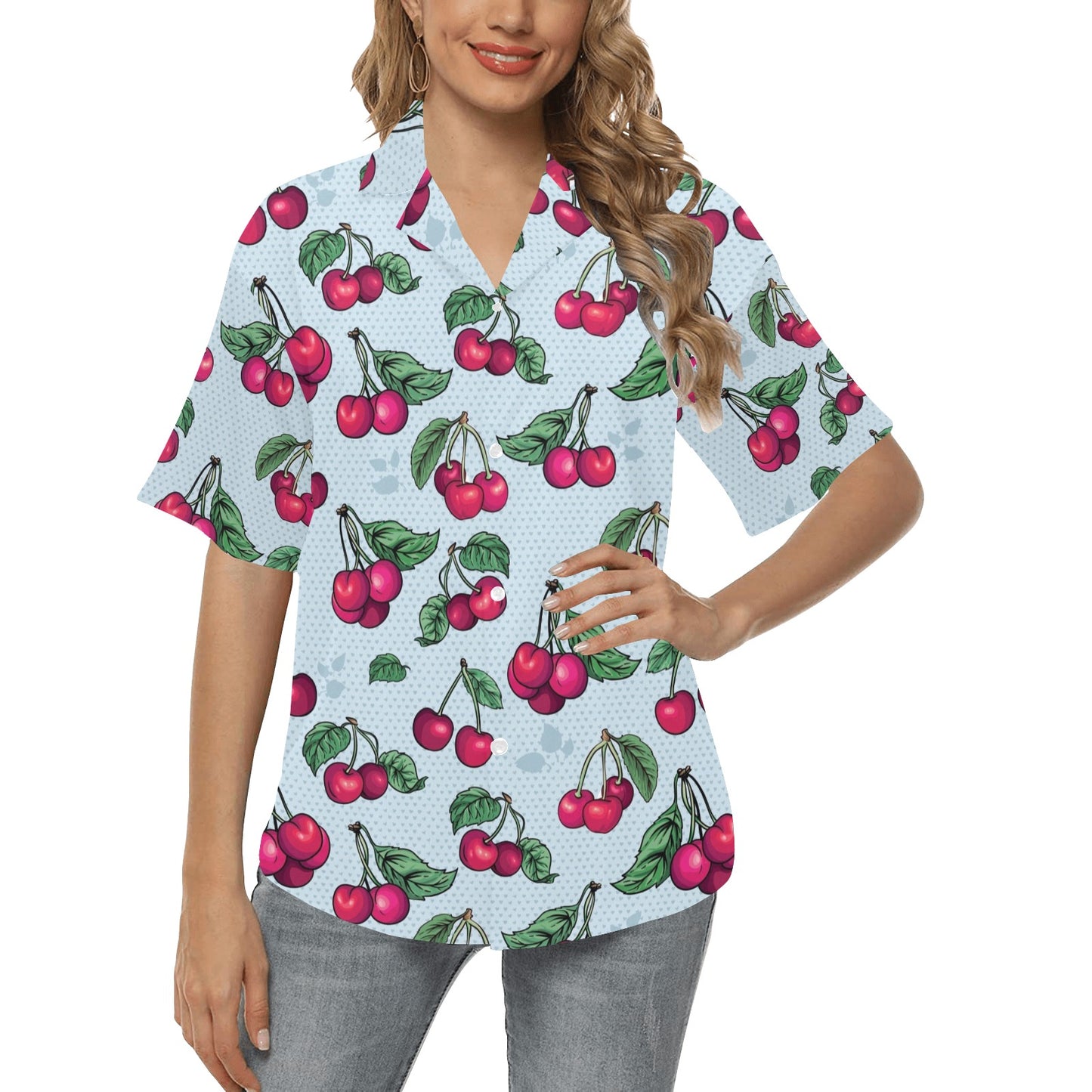 Cherry Pattern Print Design CH01 Women's Hawaiian Shirt