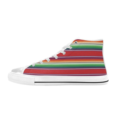 Serape Print Design LKS304 High Top Women's White Shoes