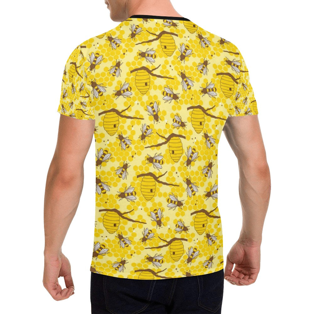 Bee With Honeycomb Print Design LKS302 Men's All Over Print T-shirt