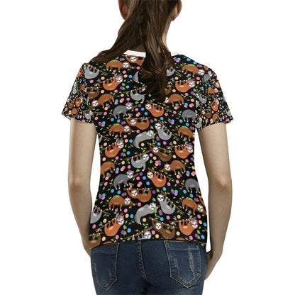 Sloth Print Design LKS306 Women's  T-shirt