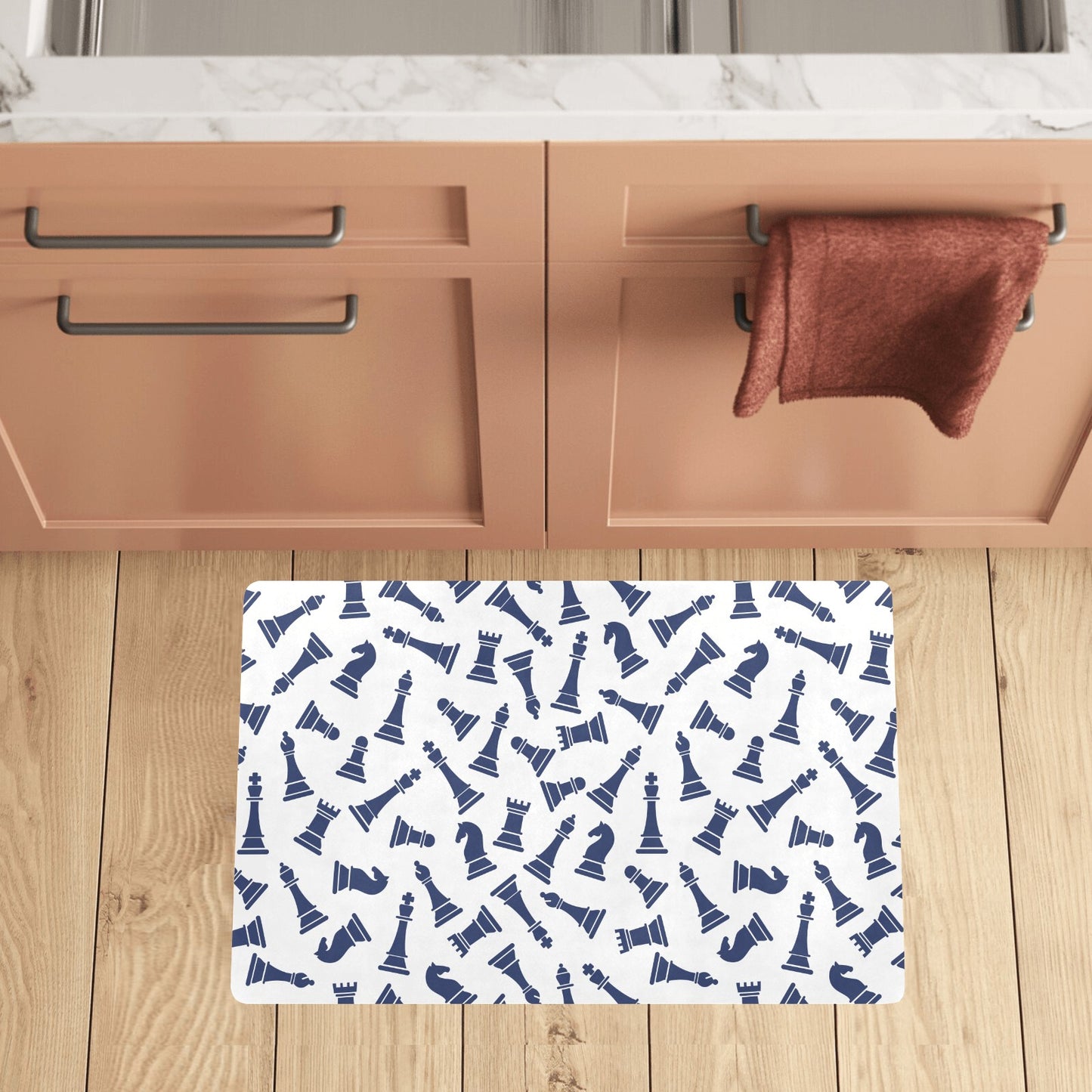 Chess Pattern Print Design 03 Kitchen Mat