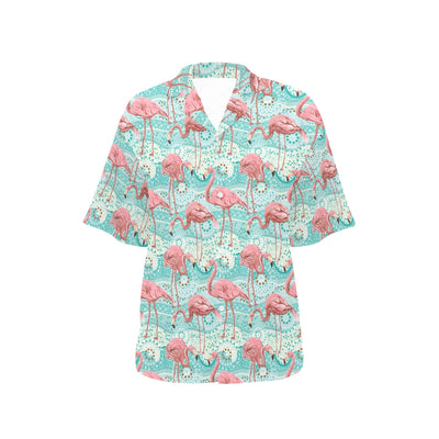 Flamingo Background Themed Print Women's Hawaiian Shirt
