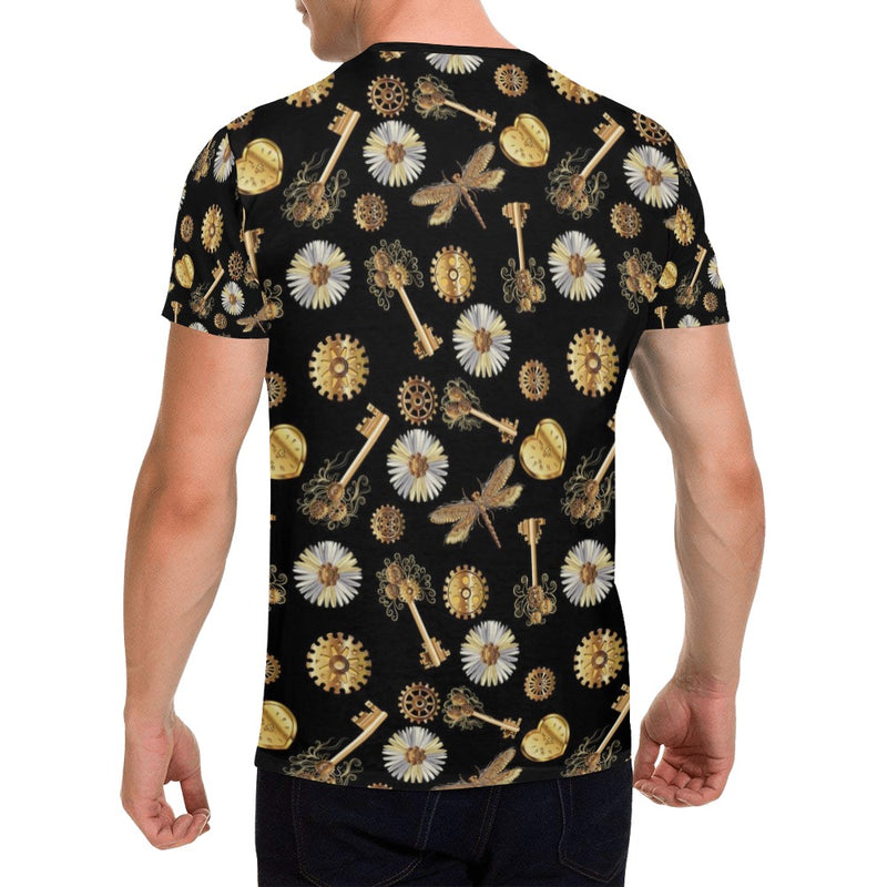 Steampunk Key Dragonfly Print Design LKS303 Men's All Over Print T-shirt