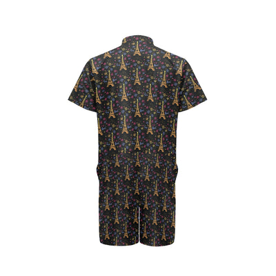 Eiffel Tower Love Paris Print Men's Romper