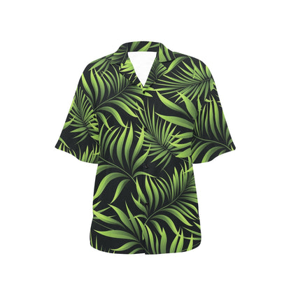 Palm Leaves Pattern Print Design PL07 Women's Hawaiian Shirt