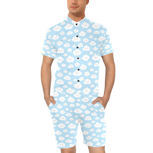 Cloud Pattern Print Design 02 Men's Romper