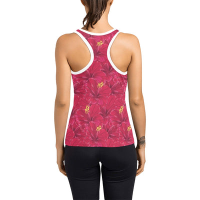 Hibiscus Red Pattern Print LKS308 Women's Racerback Tank Top