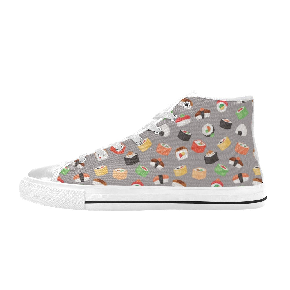 Sushi Print Design LKS307 High Top Women's White Shoes