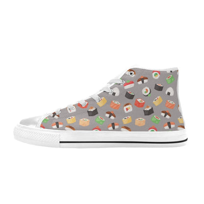 Sushi Print Design LKS307 High Top Women's White Shoes