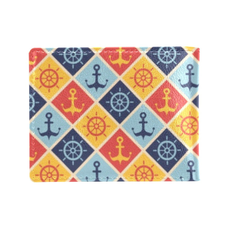 Nautical Pattern Design Themed Print Men's ID Card Wallet