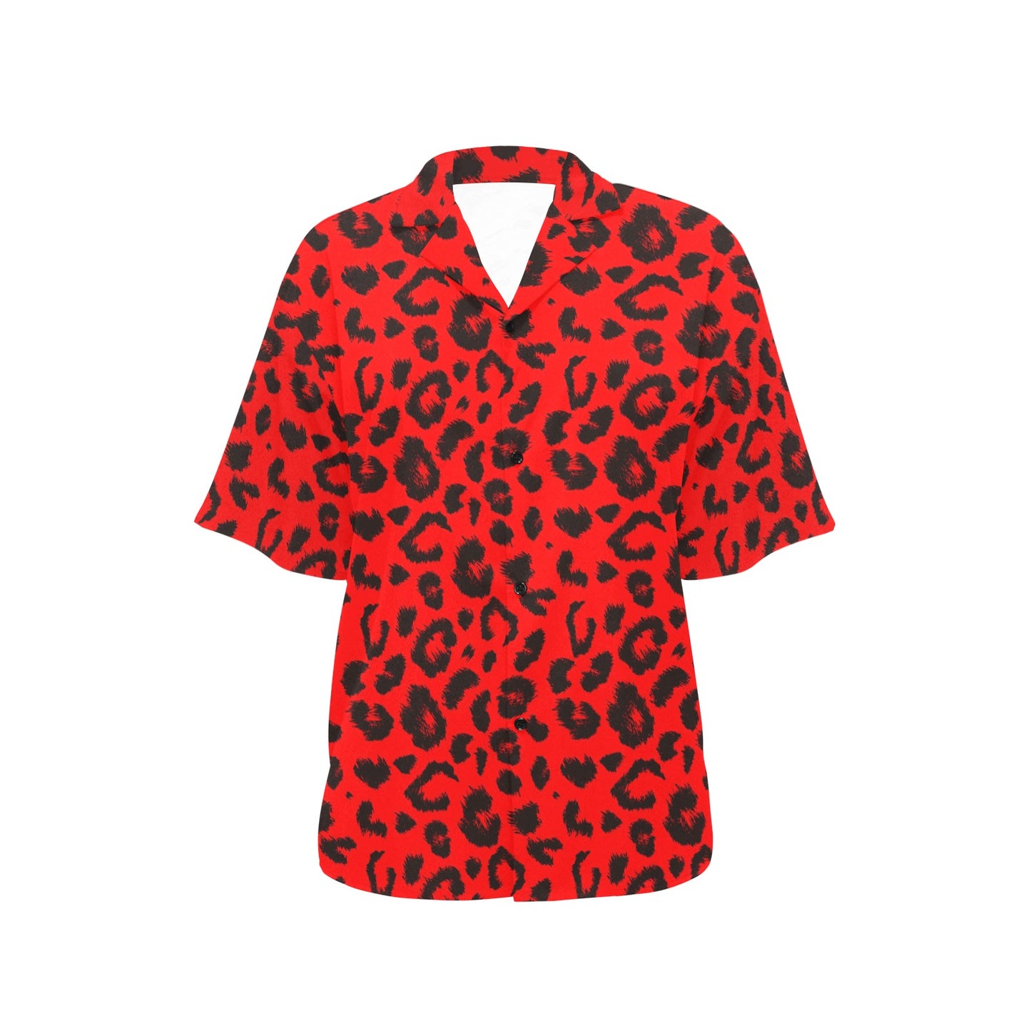 Leopard Red Skin Print Women's Hawaiian Shirt