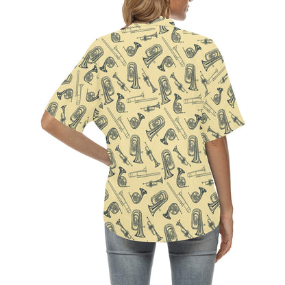 Tuba Pattern Print Design 01 Women's Hawaiian Shirt