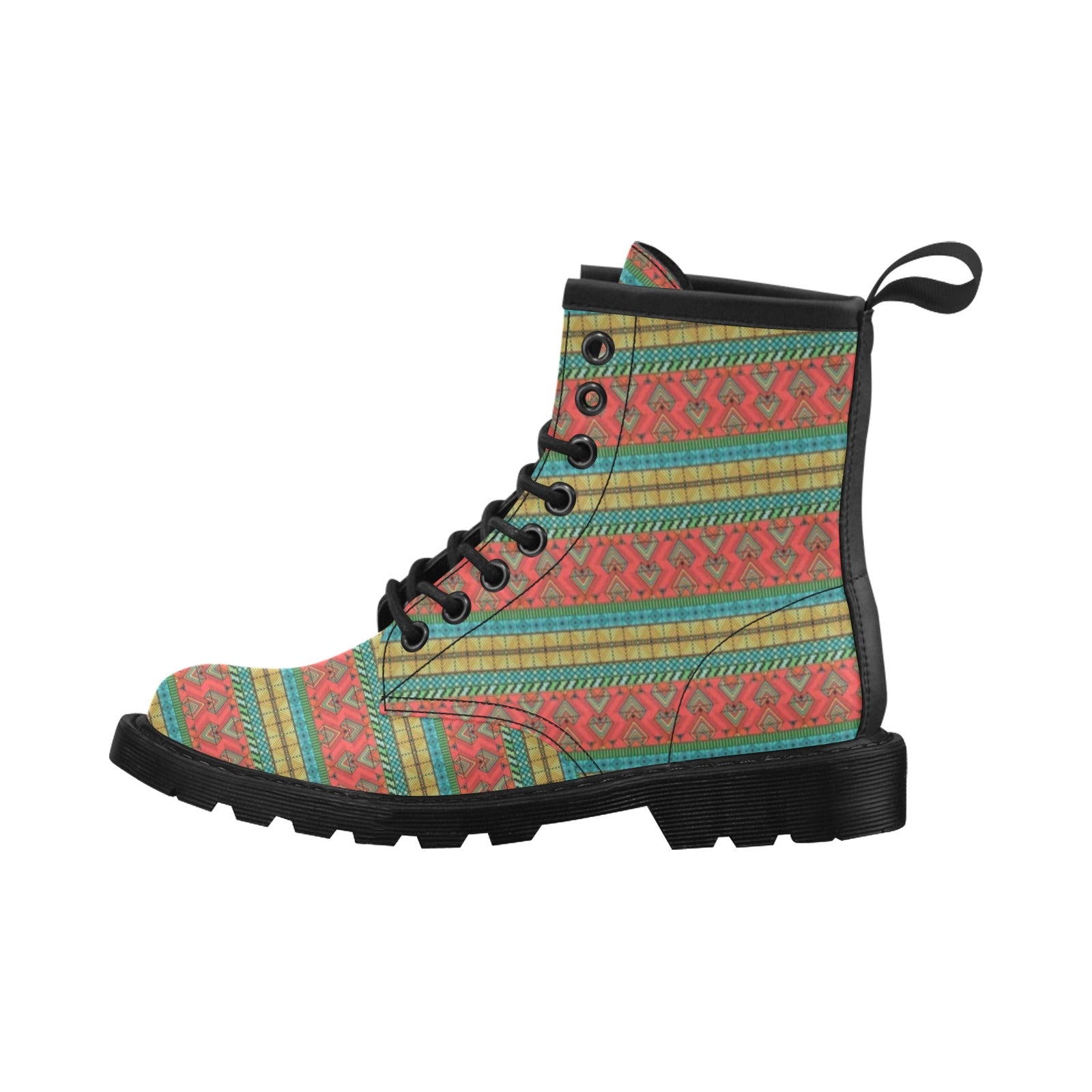 African Colorful Zigzag Print Pattern Women's Boots