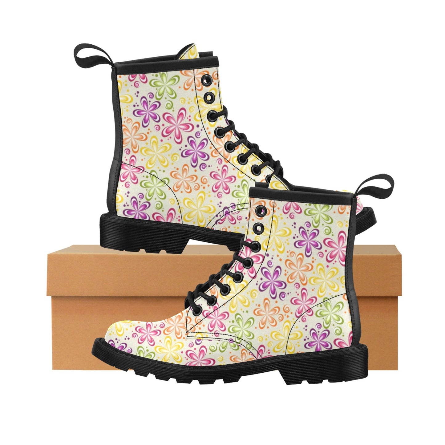Flower Power Colorful Design Print Women's Boots