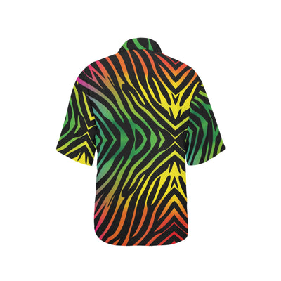 Rainbow Zebra Themed Print Women's Hawaiian Shirt