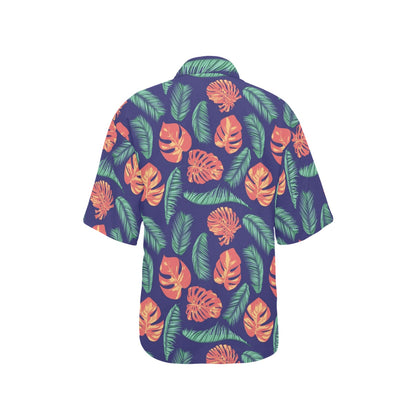 Palm Leaves Pattern Print Design PL011 Women's Hawaiian Shirt