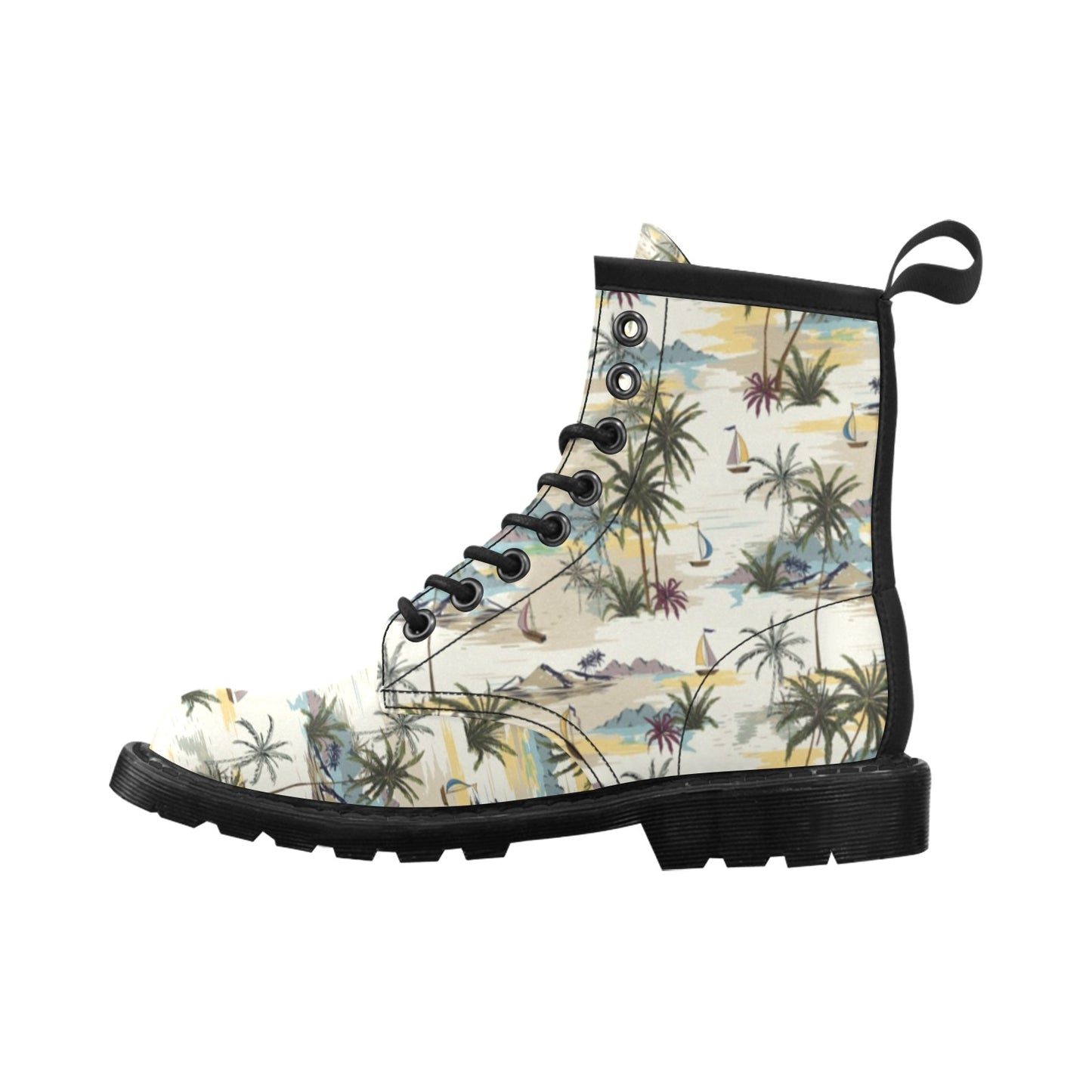 Palm Tree Beach Print Women's Boots