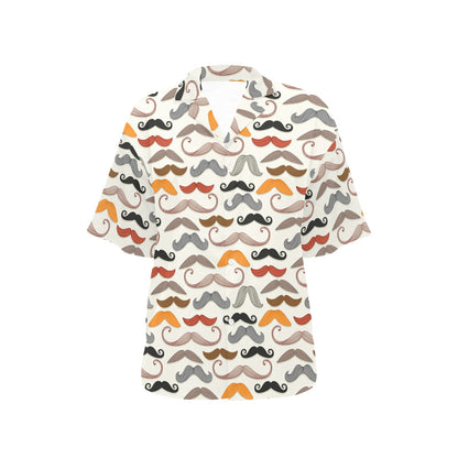 Mustache Pattern Print Design A02 Women's Hawaiian Shirt
