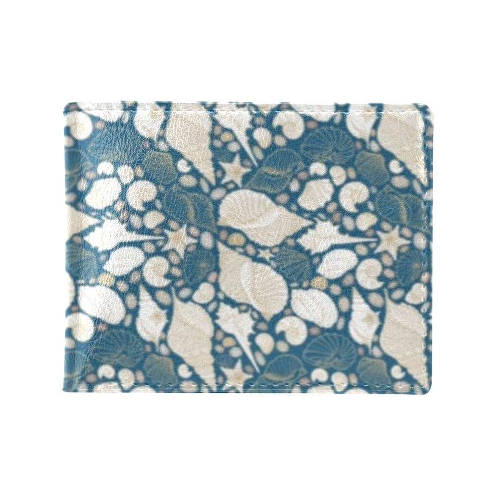 Seashell Print Design LKS308 Men's ID Card Wallet