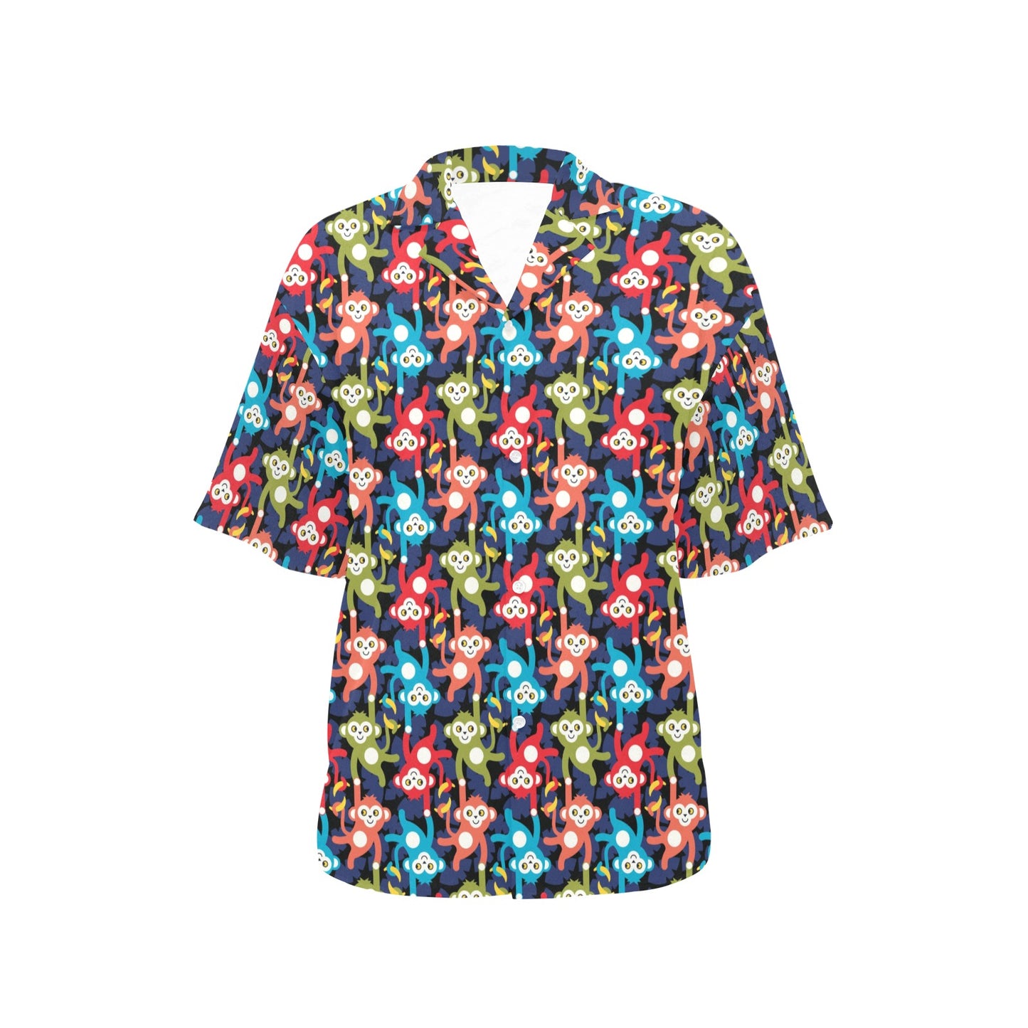 Monkey Colorful Design Themed Print Women's Hawaiian Shirt