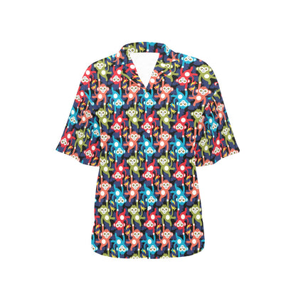 Monkey Colorful Design Themed Print Women's Hawaiian Shirt