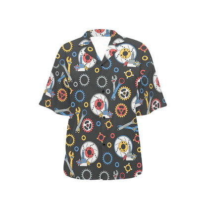 Mechanic Pattern Print Design 01 Women's Hawaiian Shirt