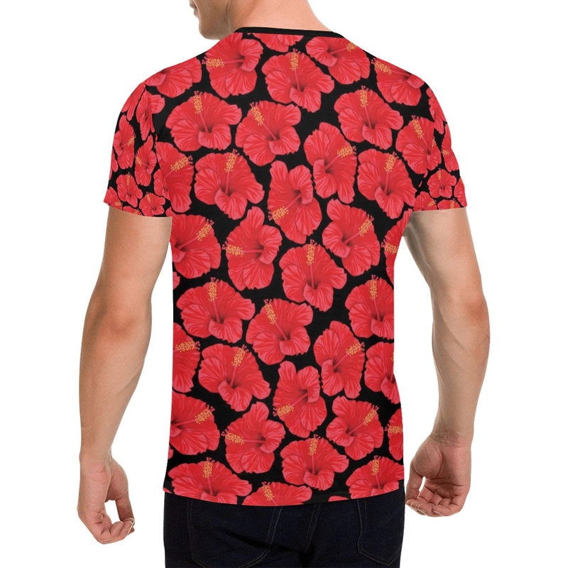 Hibiscus Red Pattern Print Design LKS306 Men's All Over Print T-shirt