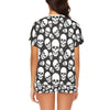 Skull Print Design LKS301 Women's Short Pajama Set