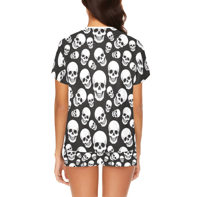 Skull Print Design LKS301 Women's Short Pajama Set