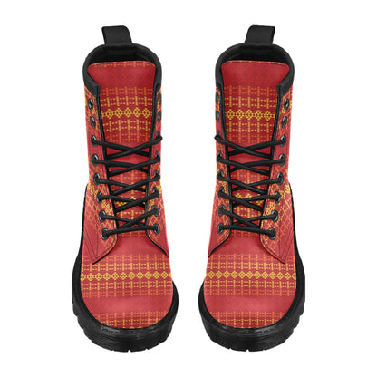 Southwest Red Gold Design Themed Print Women's Boots