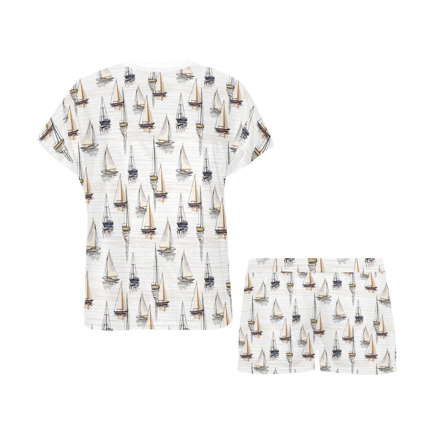 Sailboat Paint Pattern Print Design LKS307 Women's Short Pajama Set